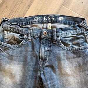 GUESS Men's Faded Blue Straight Jeans